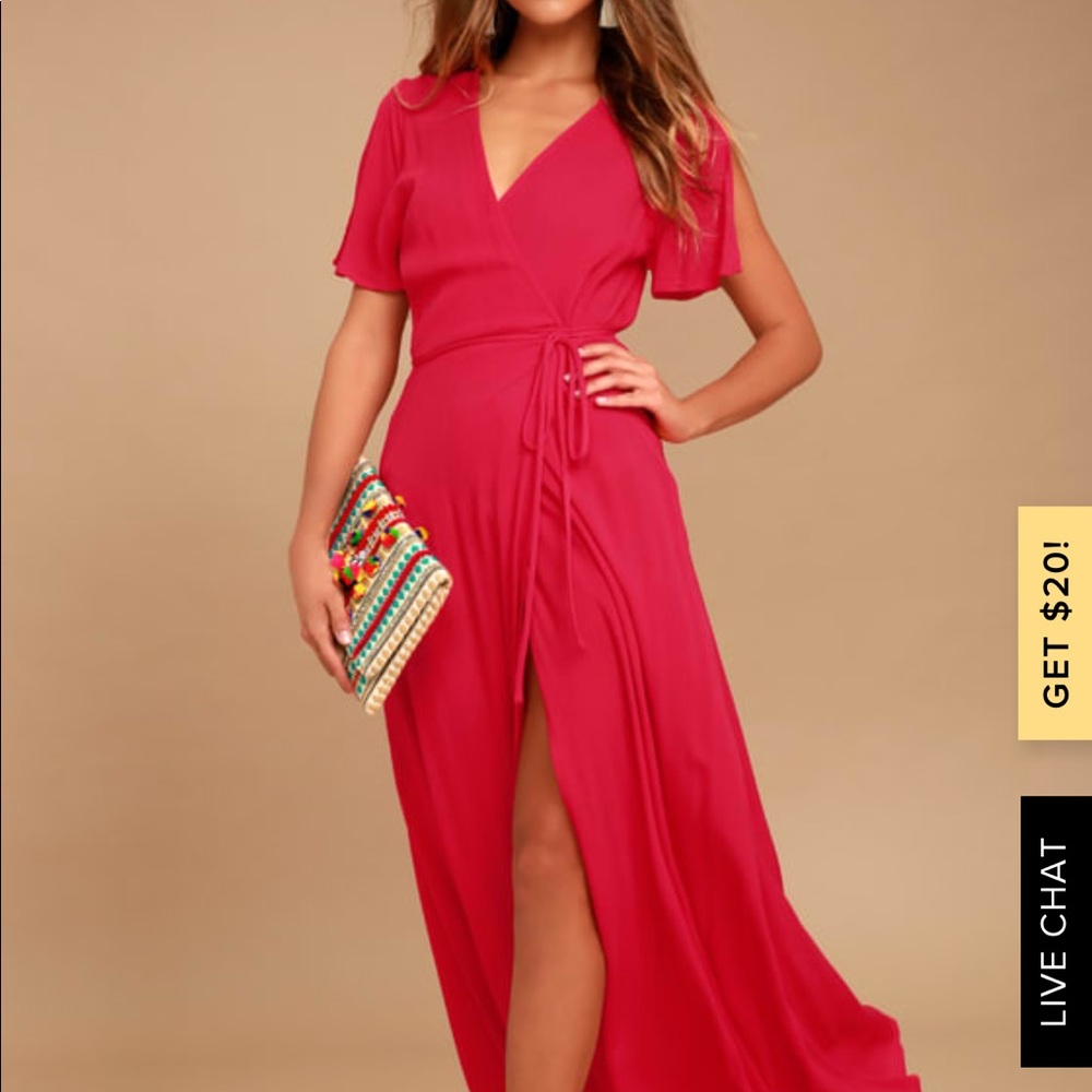 Lulu’s red wrap maxi dress - worn once!